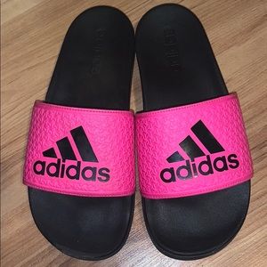 Pink adidas slides